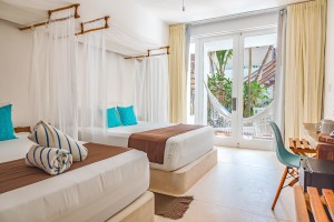 Swim up rooms double queen bed at Cabanas Tulum Beach Hotel & Spa