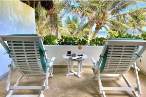 Private beachfront rooftop balcony at a Tulum hotel