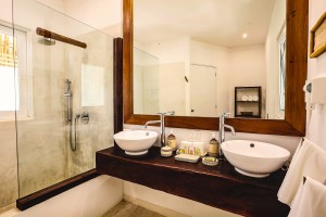 Beachfront rooftop bathroom at Cabanas Tulum Beach Hotel & Spa