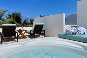 Private beach front rooftop hot tub at a Tulum hotel