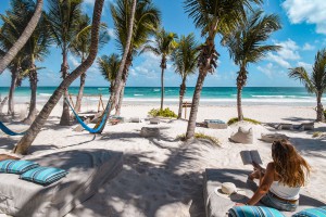 Private beach at Cabanas Tulum Hotel