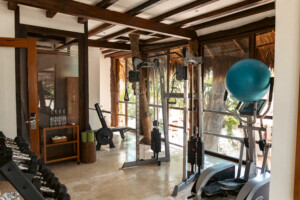 Exercise machinery at the gym at Cabanas tulum Beach Hotel & Spa